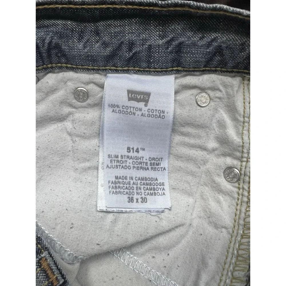 Levi‎ Strauss 514 Slim Straight Jeans Mens 36x30 Blue Denim Cotton